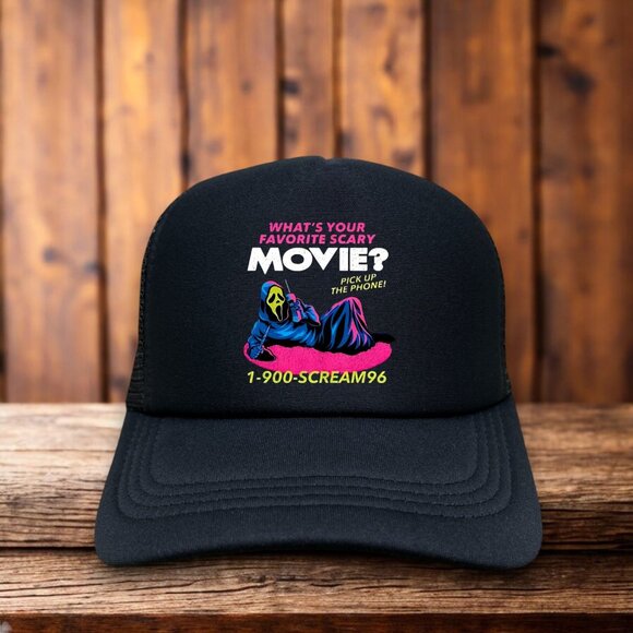 Scream Horror Movie Mens Trucker Hat Black 1996 Cult Classic Neve Campbell - Picture 1 of 4